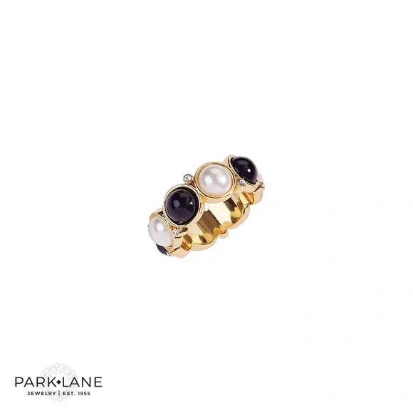 Park Lane Tiramisu Ring Gold Ring with Black and Pearl Accents Size 7 - Picture 2 of 2